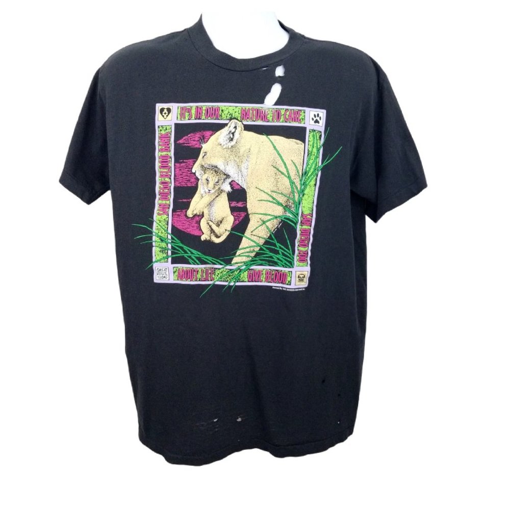 San Diego Zoo Blood Bank T Shirt Mens Size L Vtg